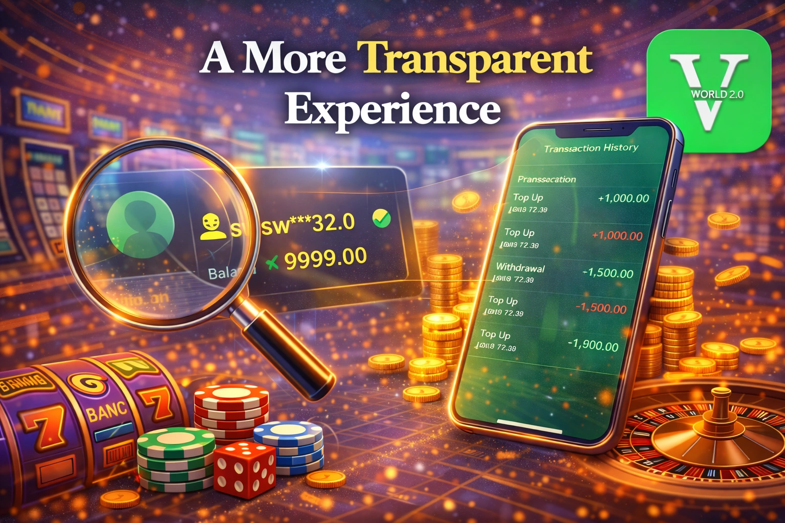 Vworld 2.0 transparent transaction history and account balance visibility
