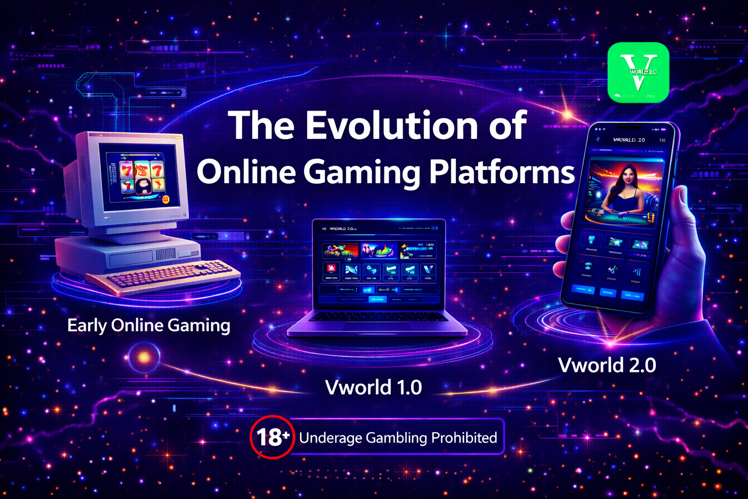 Evolution of online gaming platforms from early systems to Vworld 2.0 modern gaming platform