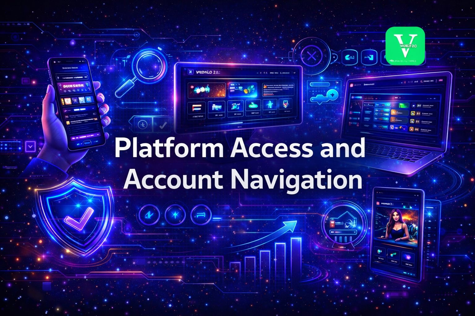 Vworld platform access and account navigation across mobile desktop and tablet devices