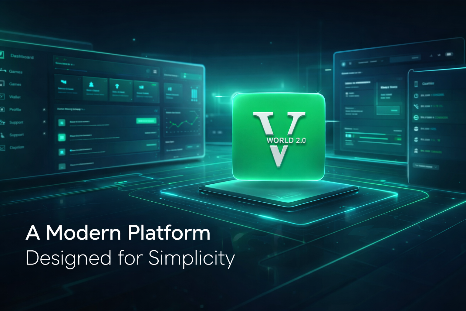 Vworld 2.0 modern platform interface design focused on simplicity and user-friendly navigation
