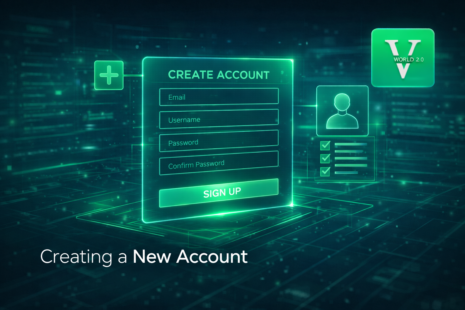 Vworld 2.0 registration form showing account creation process with username email and password fields