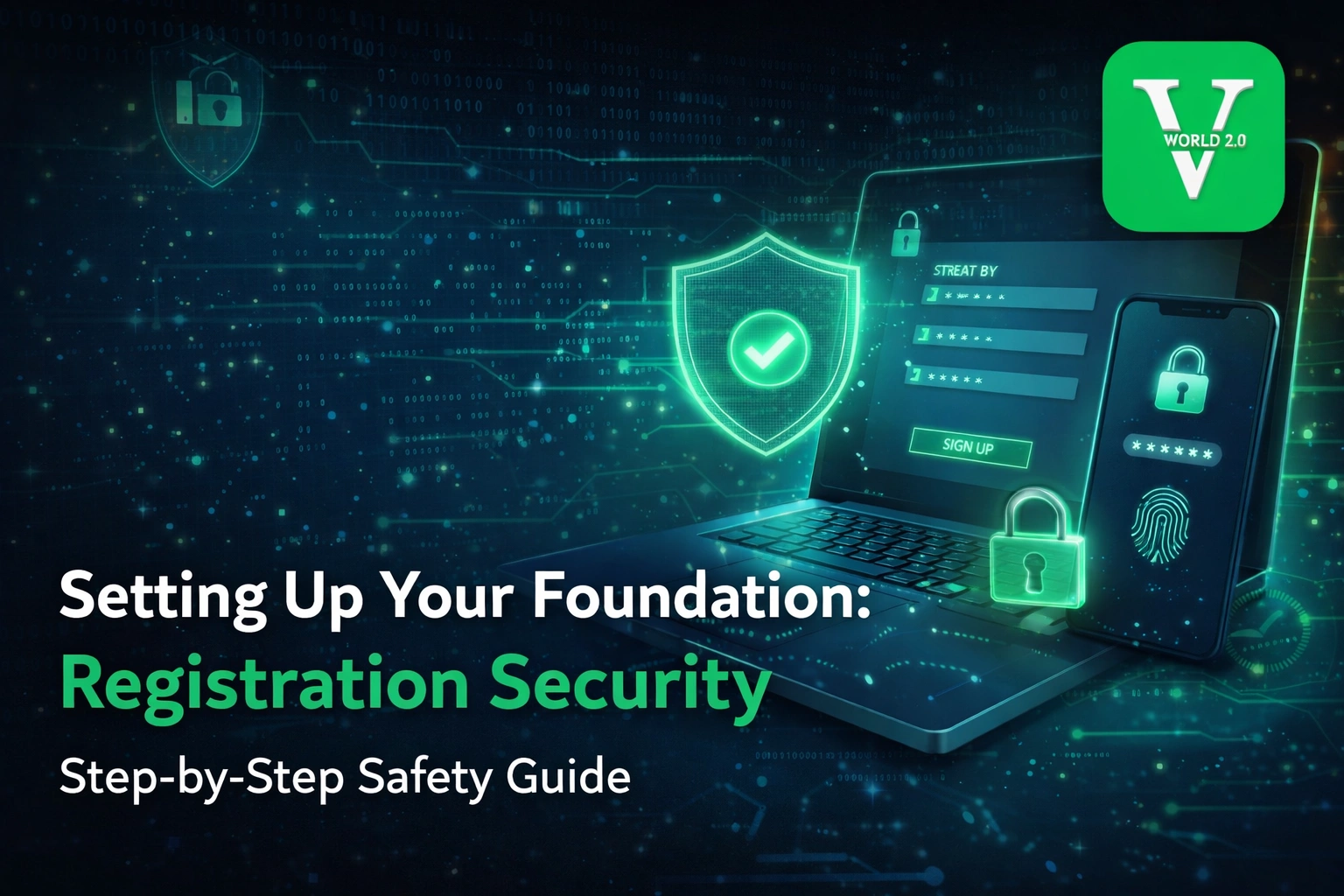 Vworld 2.0 registration security setup with secure sign up process
