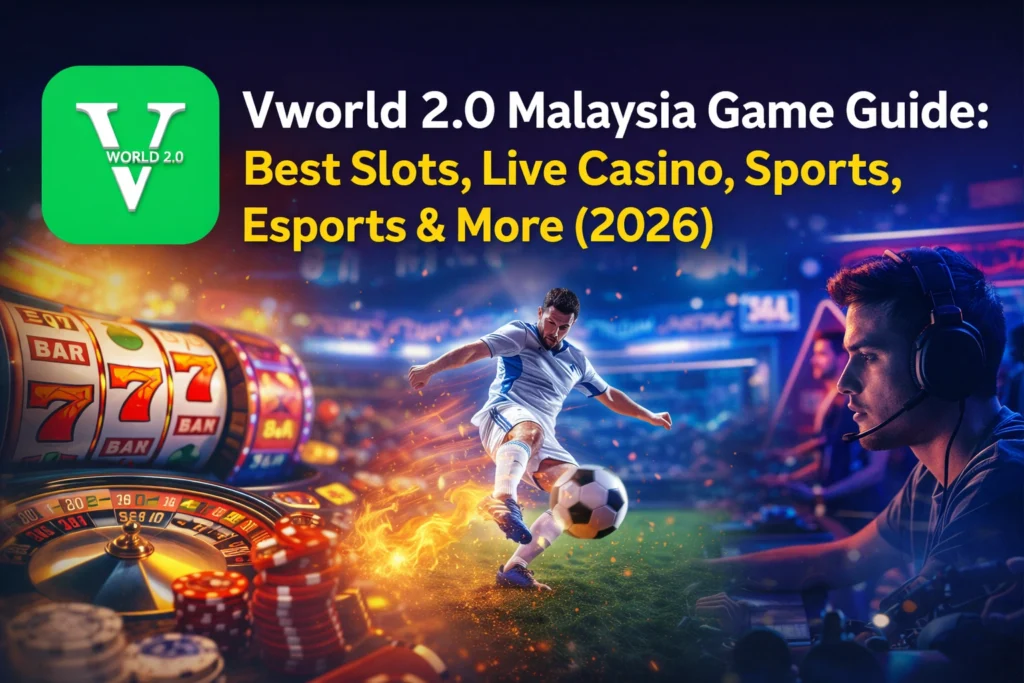 Vworld 2.0 Malaysia game guide featuring slots, live casino, sports betting and esports platform overview