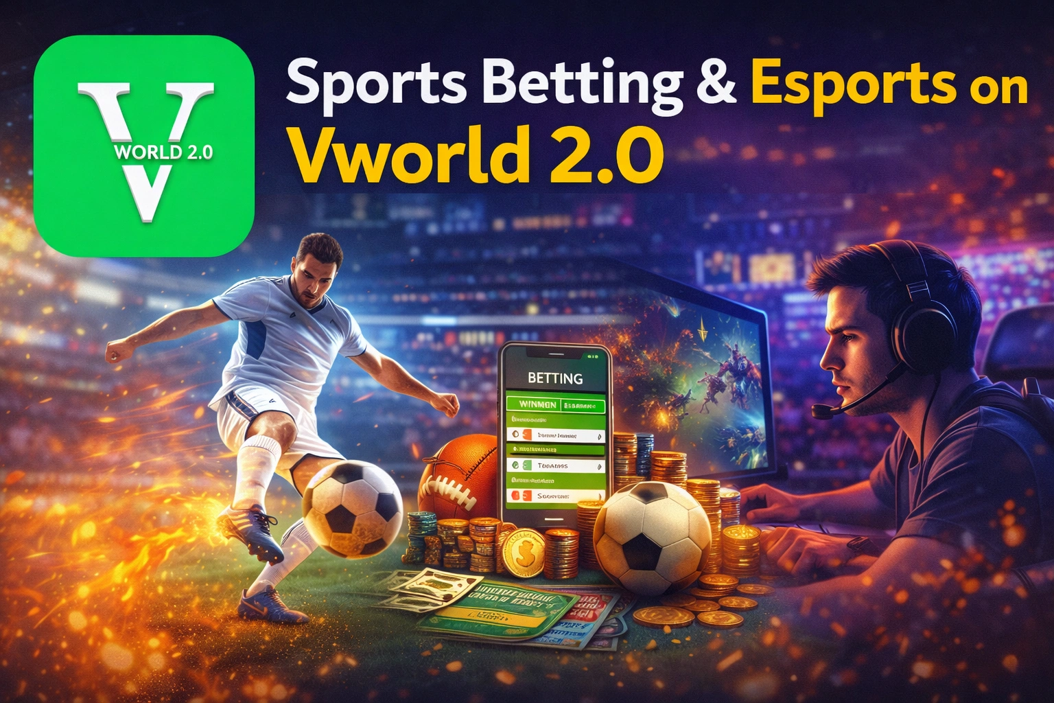 Sports betting and esports platform on Vworld 2.0 Malaysia with live matches and competitive gaming