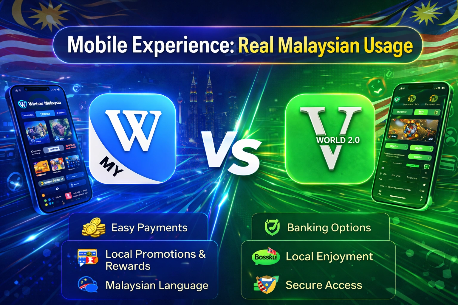 Vworld 2.0 vs Winbox mobile experience comparison showing performance on Malaysian devices and networks