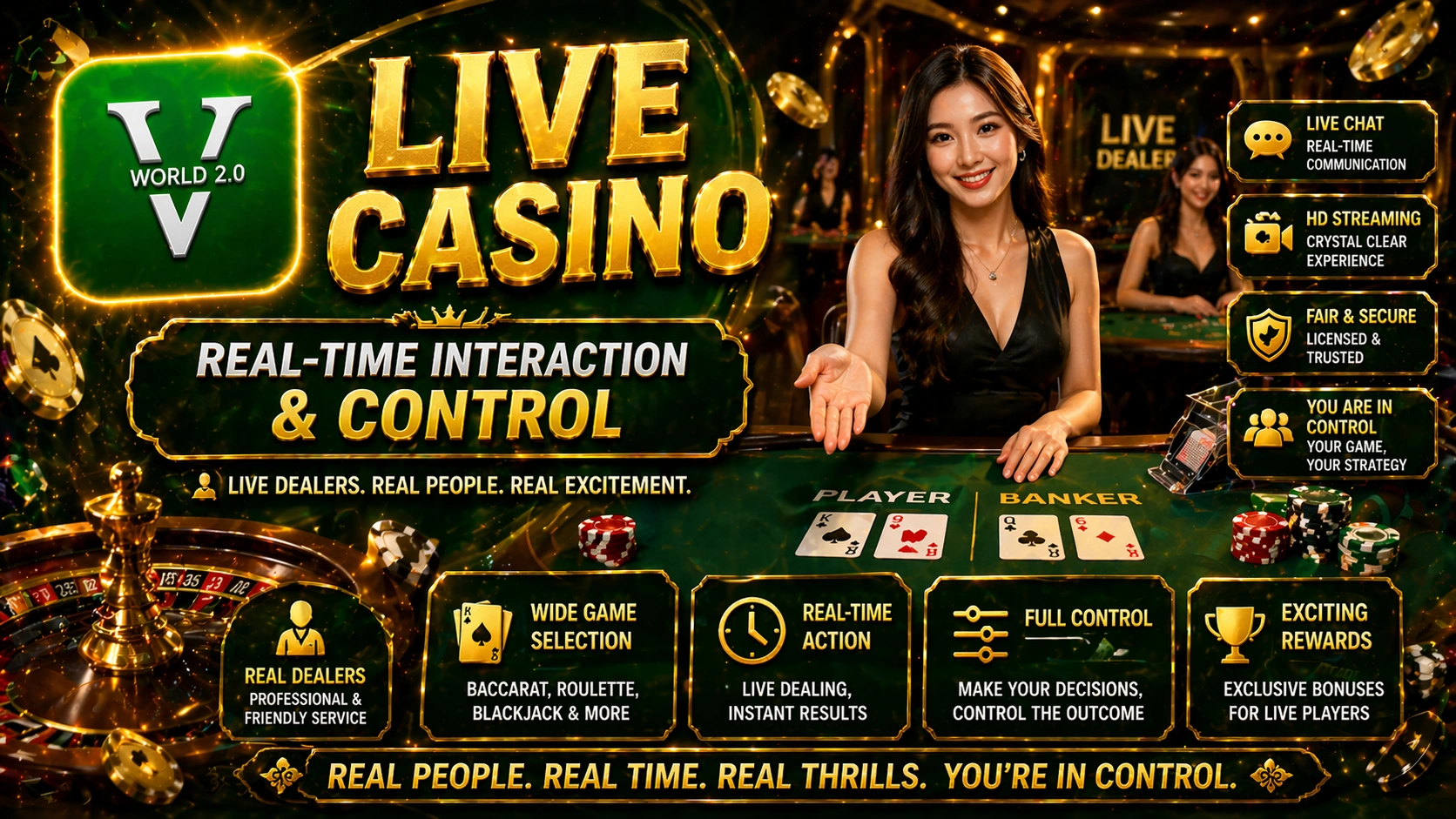 Vworld 2.0 live casino real time interaction control Malaysia