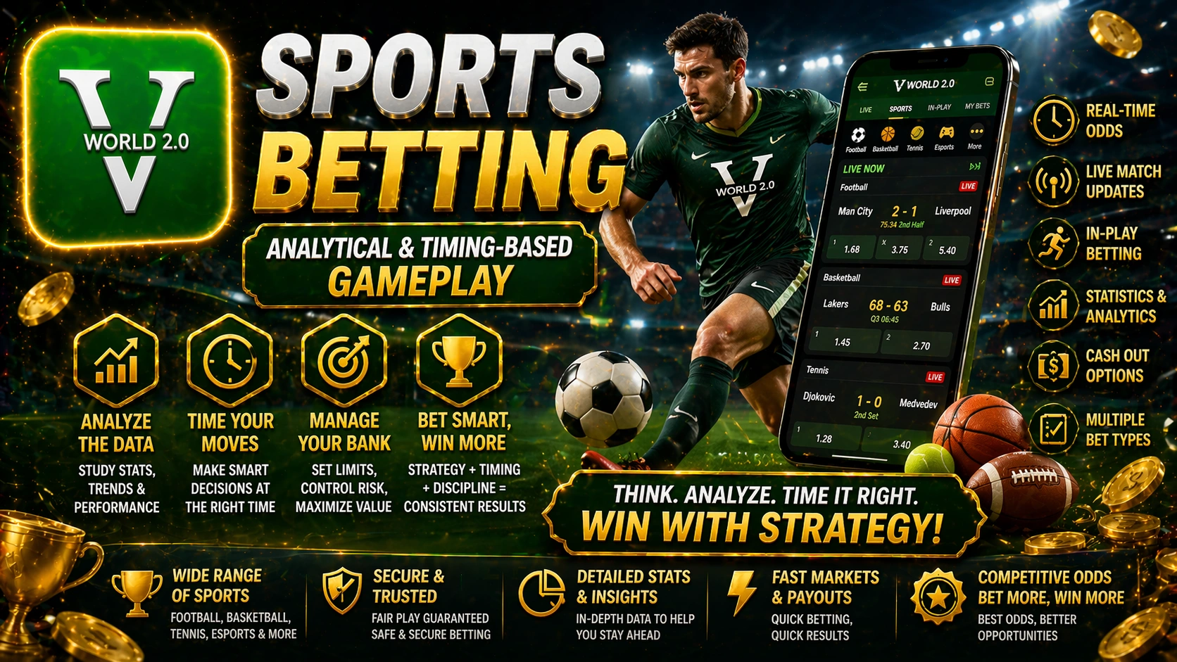 Vworld 2.0 sports betting analytical timing based gameplay Malaysia
