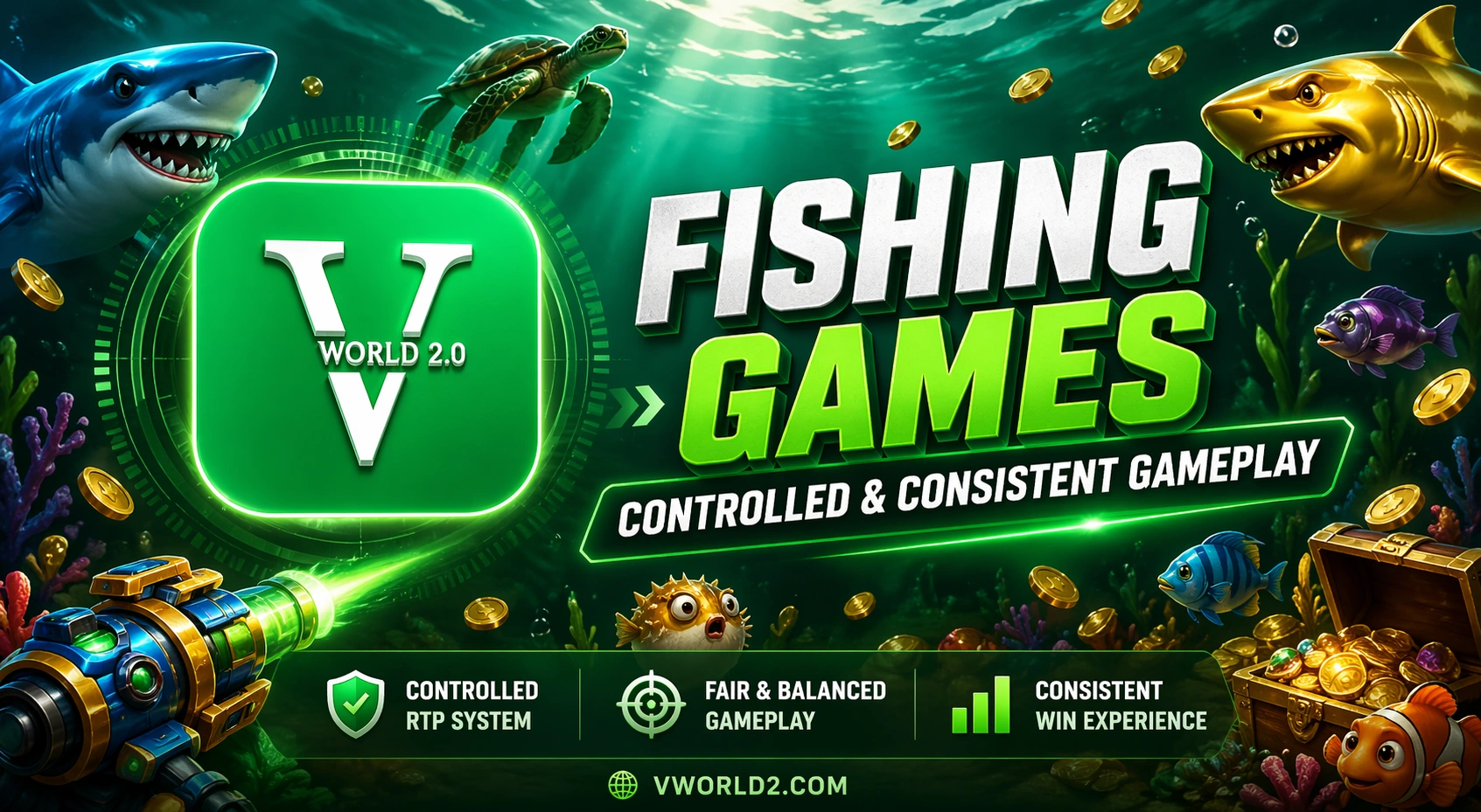 Vworld 2.0 fishing games controlled consistent gameplay strategy