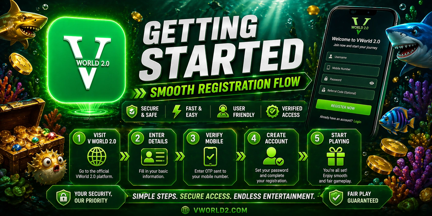 Vworld 2.0 smooth registration flow easy account setup Malaysia