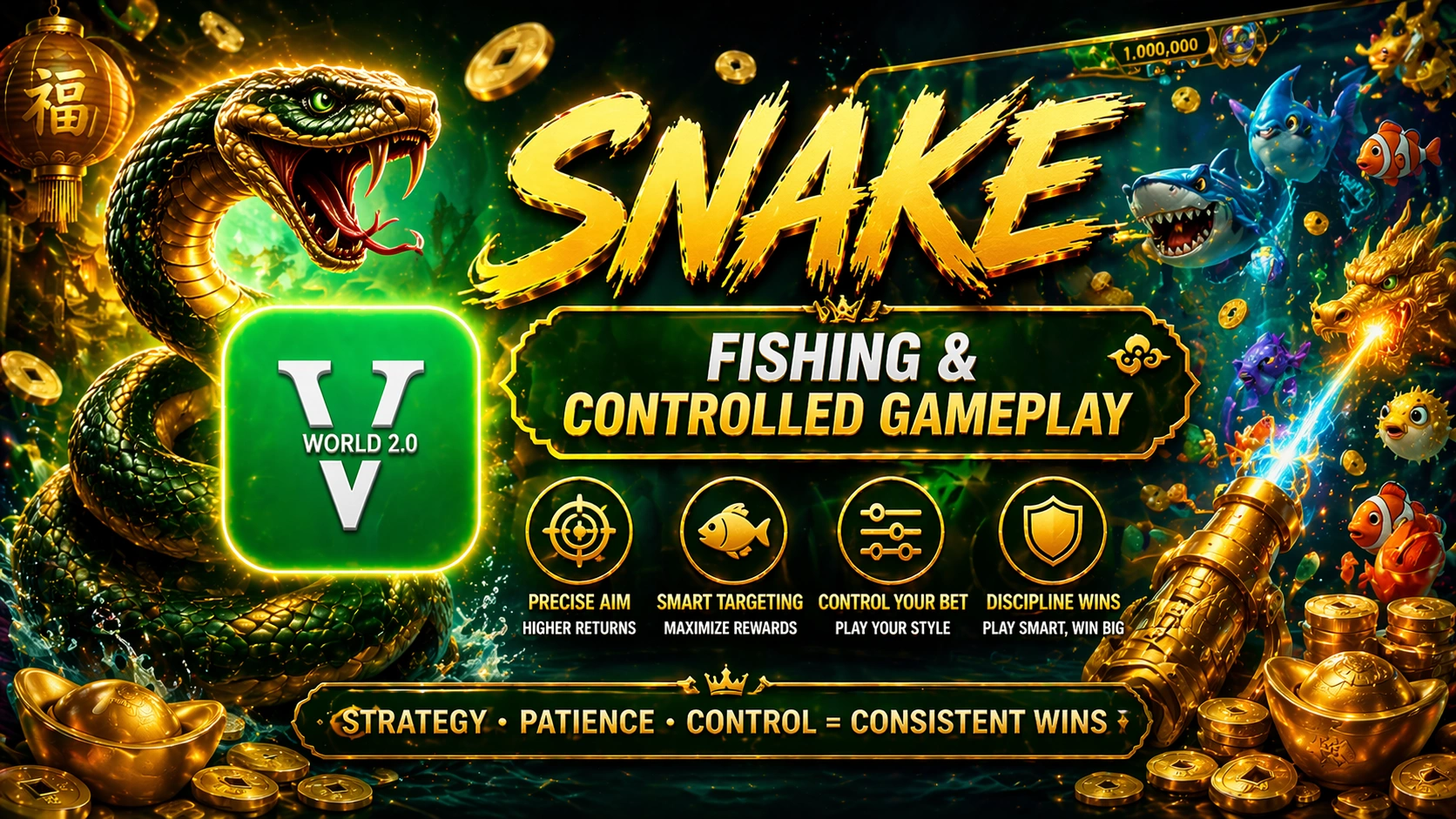 Snake fishing controlled gameplay strategy consistent wins