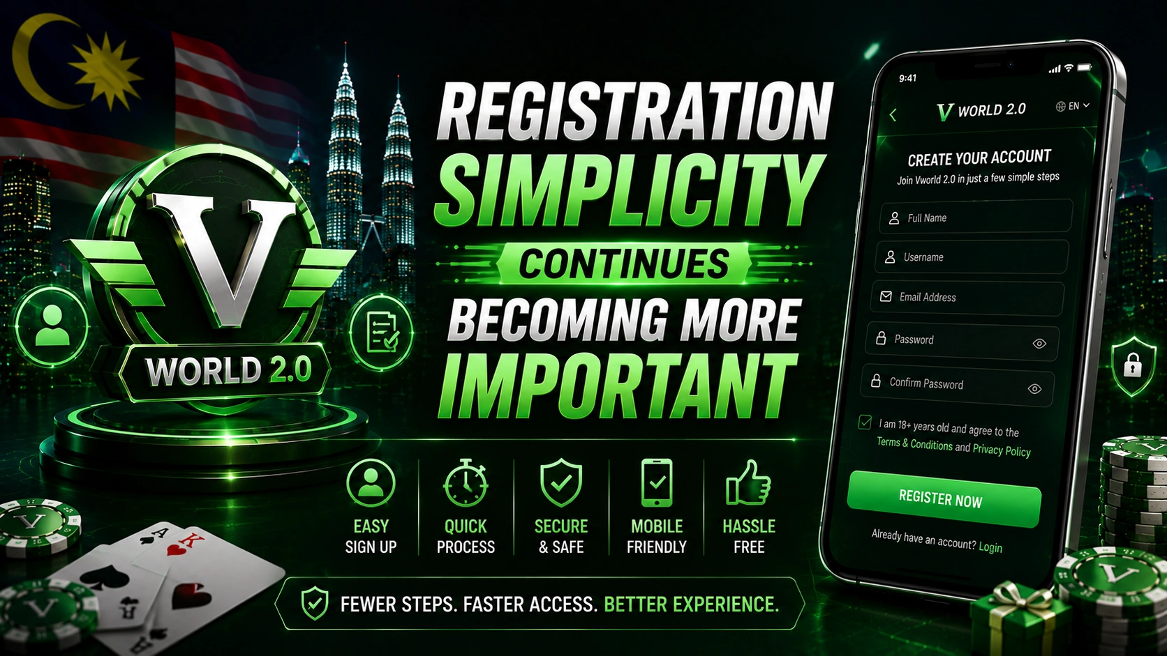 Simple Vworld 2.0 mobile registration process improving Malaysia user accessibility